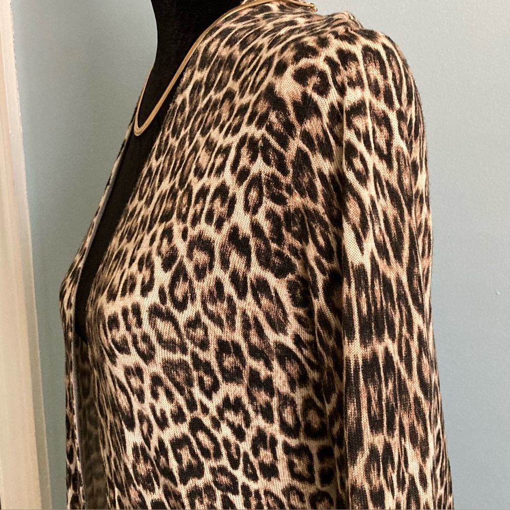 Chico's Cheetah Animal Print Knit Duster Cardigan Leopard Sz Small 4/6 - Picture 3 of 9